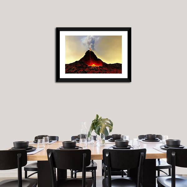 Active Volcano Spews Out Hot Red Lava Canvas Wall Art-3 Horizontal-Gallery Wrap-25" x 16"-Tiaracle