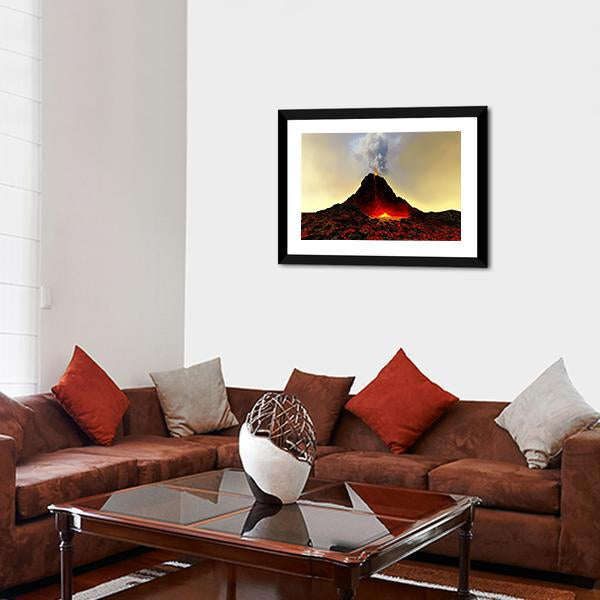 Active Volcano Spews Out Hot Red Lava Canvas Wall Art-3 Horizontal-Gallery Wrap-25" x 16"-Tiaracle