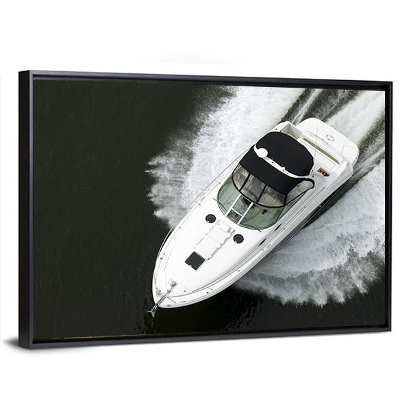 Aerial View Of Speedboat Canvas Wall Art-3 Horizontal-Gallery Wrap-25" x 16"-Tiaracle