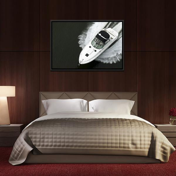 Aerial View Of Speedboat Canvas Wall Art-3 Horizontal-Gallery Wrap-25" x 16"-Tiaracle