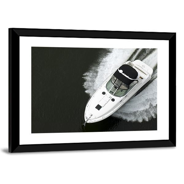 Aerial View Of Speedboat Canvas Wall Art-3 Horizontal-Gallery Wrap-25" x 16"-Tiaracle