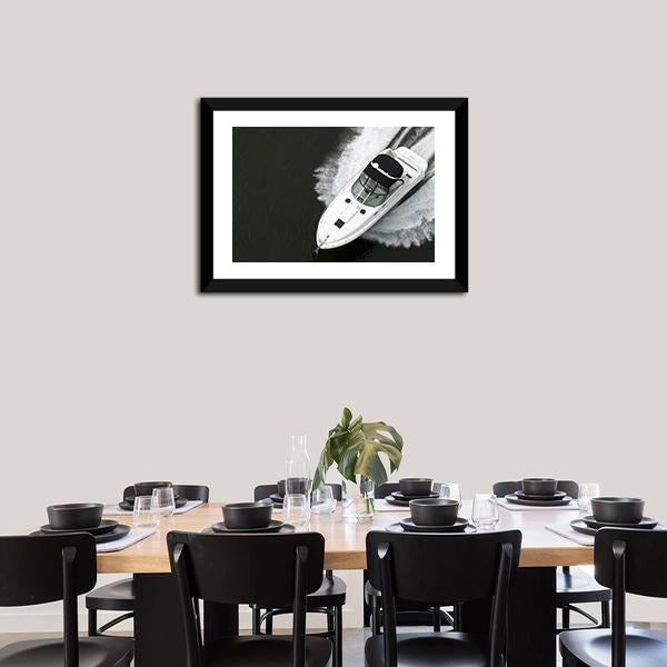 Aerial View Of Speedboat Canvas Wall Art-3 Horizontal-Gallery Wrap-25" x 16"-Tiaracle