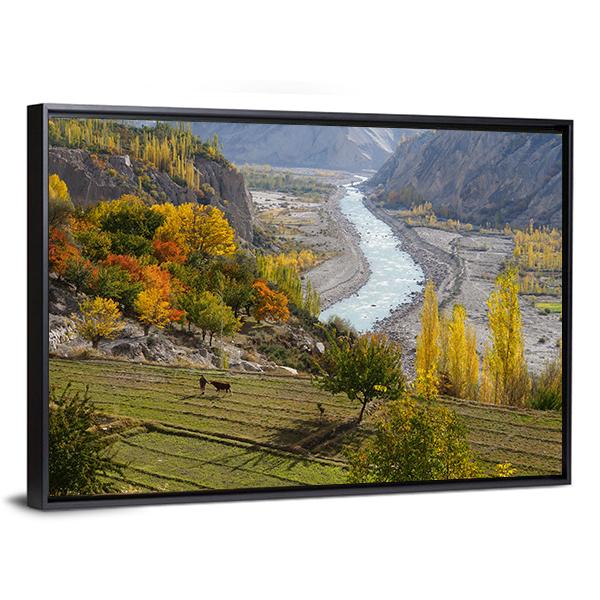 Agricultural Field Near Hunza Valley Canvas Wall Art-3 Horizontal-Gallery Wrap-25" x 16"-Tiaracle