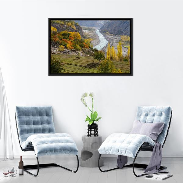 Agricultural Field Near Hunza Valley Canvas Wall Art-3 Horizontal-Gallery Wrap-25" x 16"-Tiaracle