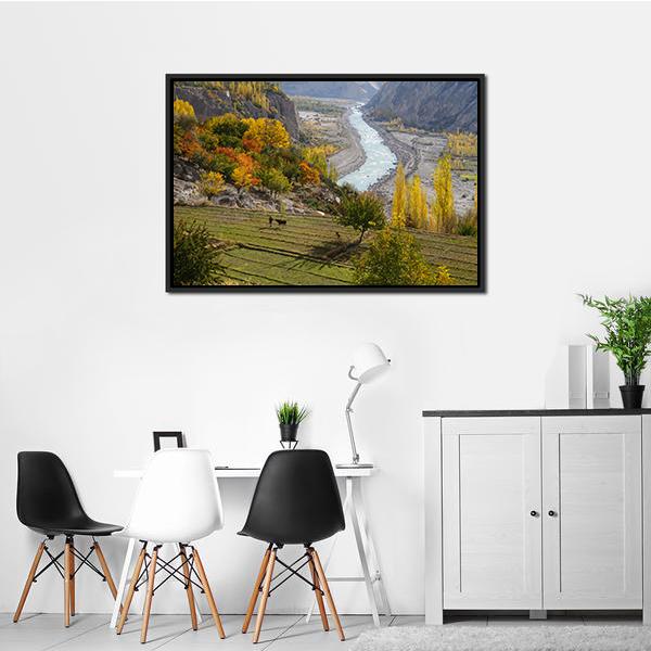 Agricultural Field Near Hunza Valley Canvas Wall Art-3 Horizontal-Gallery Wrap-25" x 16"-Tiaracle