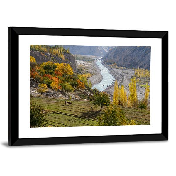 Agricultural Field Near Hunza Valley Canvas Wall Art-3 Horizontal-Gallery Wrap-25" x 16"-Tiaracle