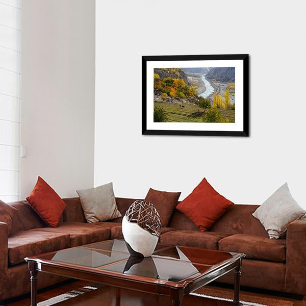 Agricultural Field Near Hunza Valley Canvas Wall Art-3 Horizontal-Gallery Wrap-25" x 16"-Tiaracle