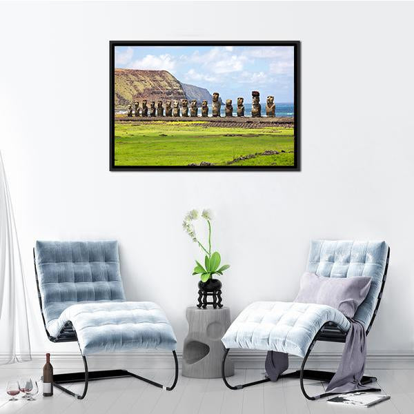 Ahu Tongariki Canvas Wall Art-3 Horizontal-Gallery Wrap-25" x 16"-Tiaracle
