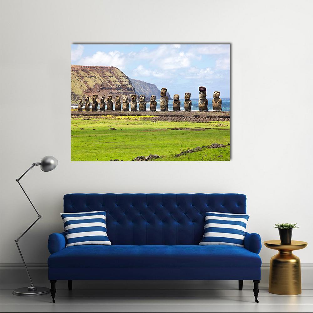 Ahu Tongariki Canvas Wall Art-1 Piece-Gallery Wrap-48" x 32"-Tiaracle