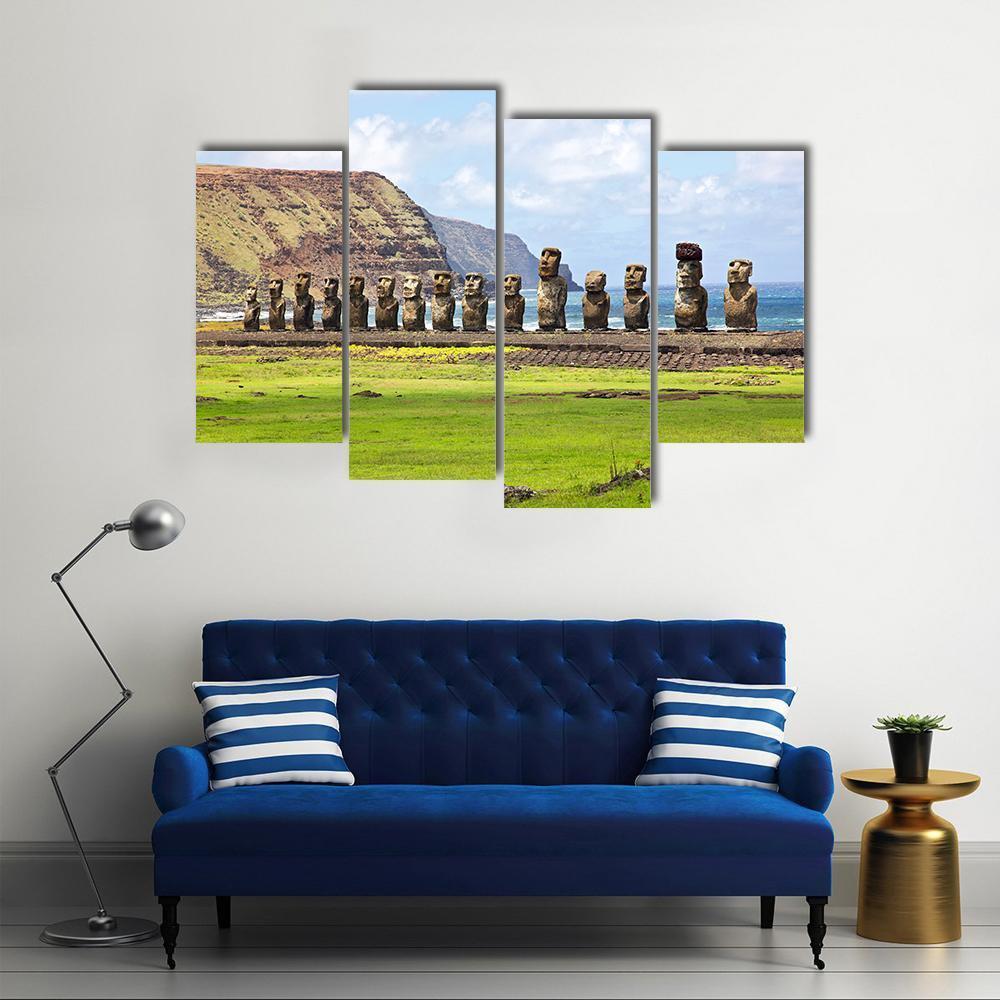 Ahu Tongariki Canvas Wall Art-4 Pop-Gallery Wrap-50" x 32"-Tiaracle