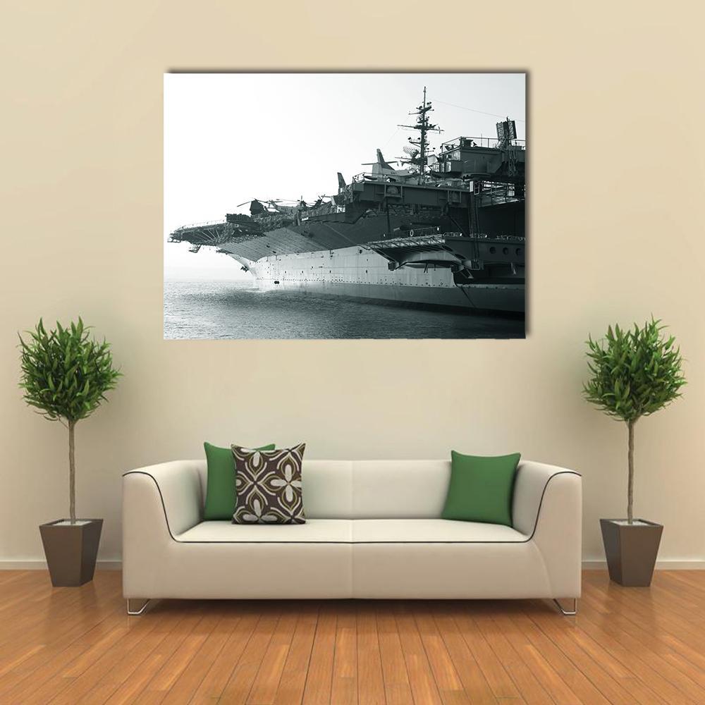 Aircraft Carrier In Ocean Canvas Wall Art-1 Piece-Gallery Wrap-48" x 32"-Tiaracle