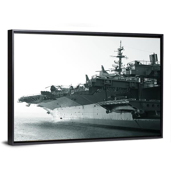 Aircraft Carrier In Ocean Canvas Wall Art-3 Horizontal-Gallery Wrap-25" x 16"-Tiaracle