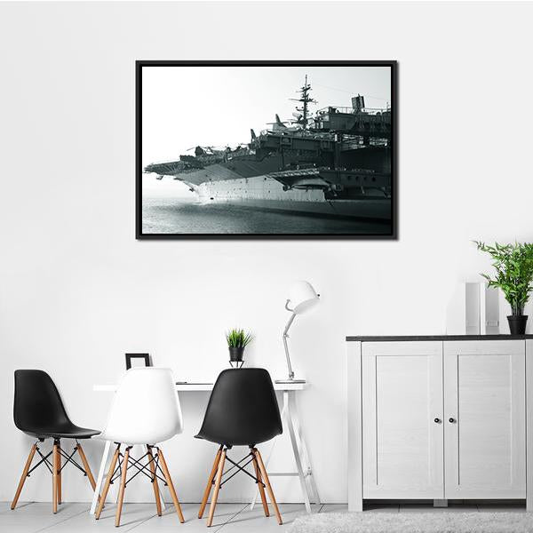 Aircraft Carrier In Ocean Canvas Wall Art-3 Horizontal-Gallery Wrap-25" x 16"-Tiaracle