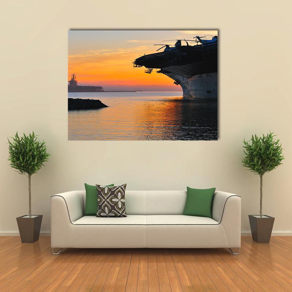 Aircraft Carrier Canvas Wall Art-1 Piece-Gallery Wrap-48" x 32"-Tiaracle