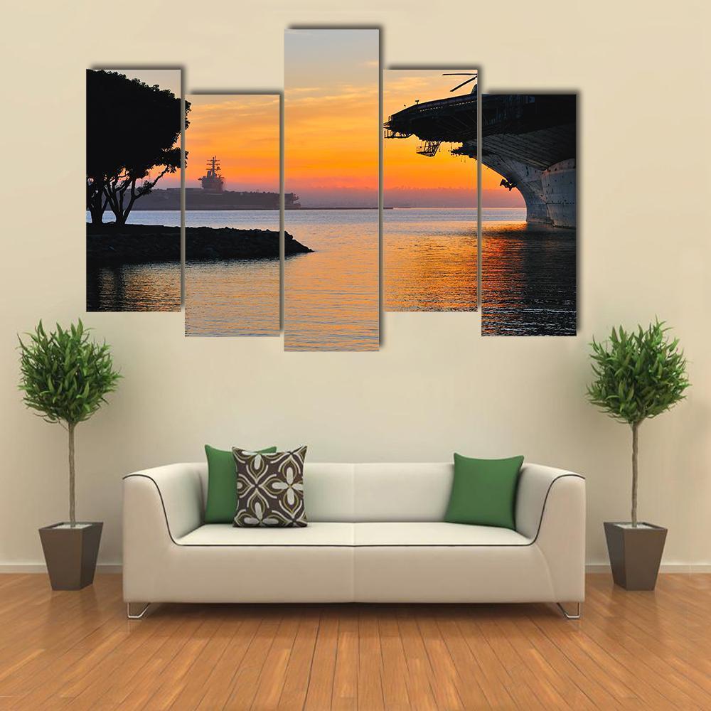 Aircraft Carrier Canvas Wall Art-5 Pop-Gallery Wrap-47" x 32"-Tiaracle