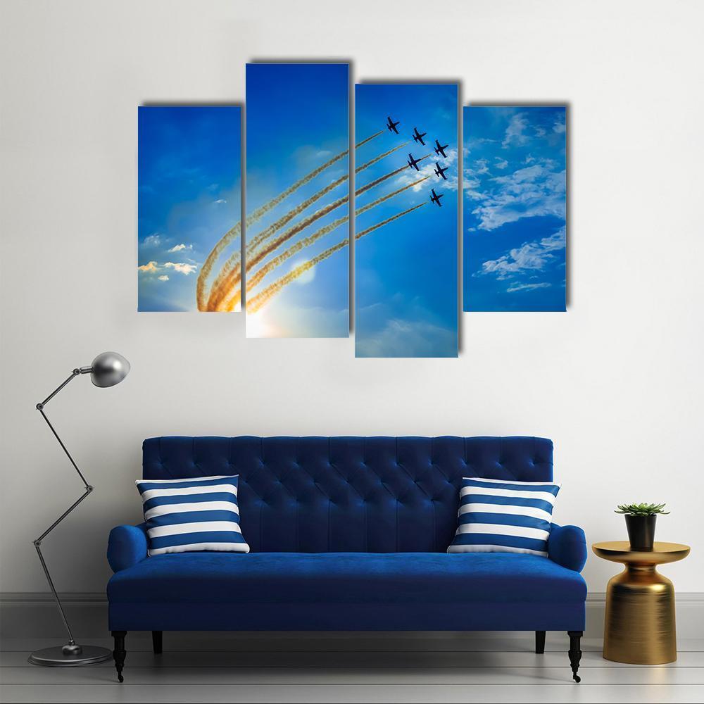 Airplanes On Airshow Canvas Wall Art-4 Pop-Gallery Wrap-50" x 32"-Tiaracle