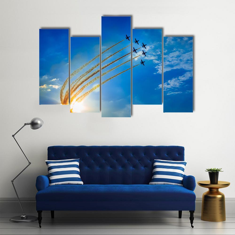 Airplanes On Airshow Canvas Wall Art-5 Pop-Gallery Wrap-47" x 32"-Tiaracle