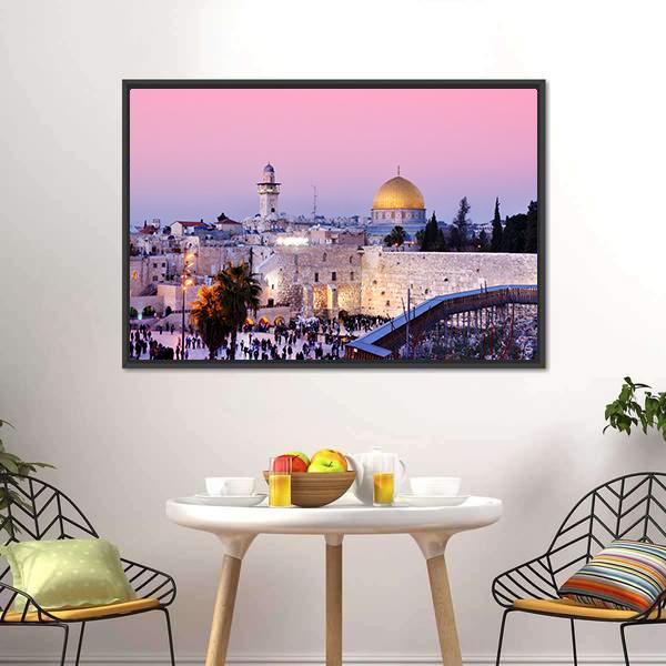 Al Aqsa Mosque Canvas Wall Art-1 Piece-Floating Frame-24" x 16"-Tiaracle