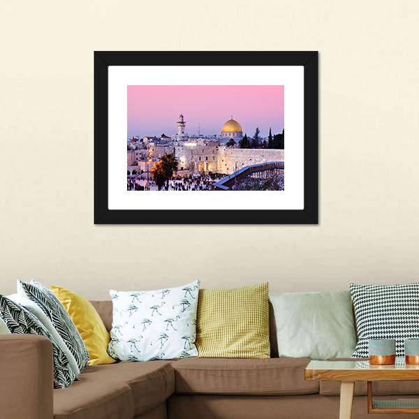 Al Aqsa Mosque Canvas Wall Art-1 Piece-Framed Print-20" x 16"-Tiaracle