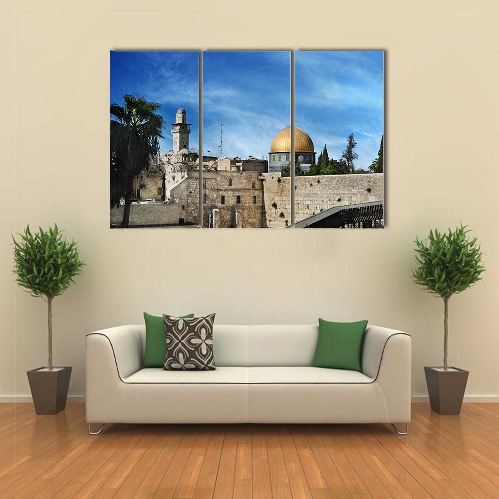 Western Wall In Jerusalem Canvas Wall Art-3 Horizontal-Gallery Wrap-37" x 24"-Tiaracle