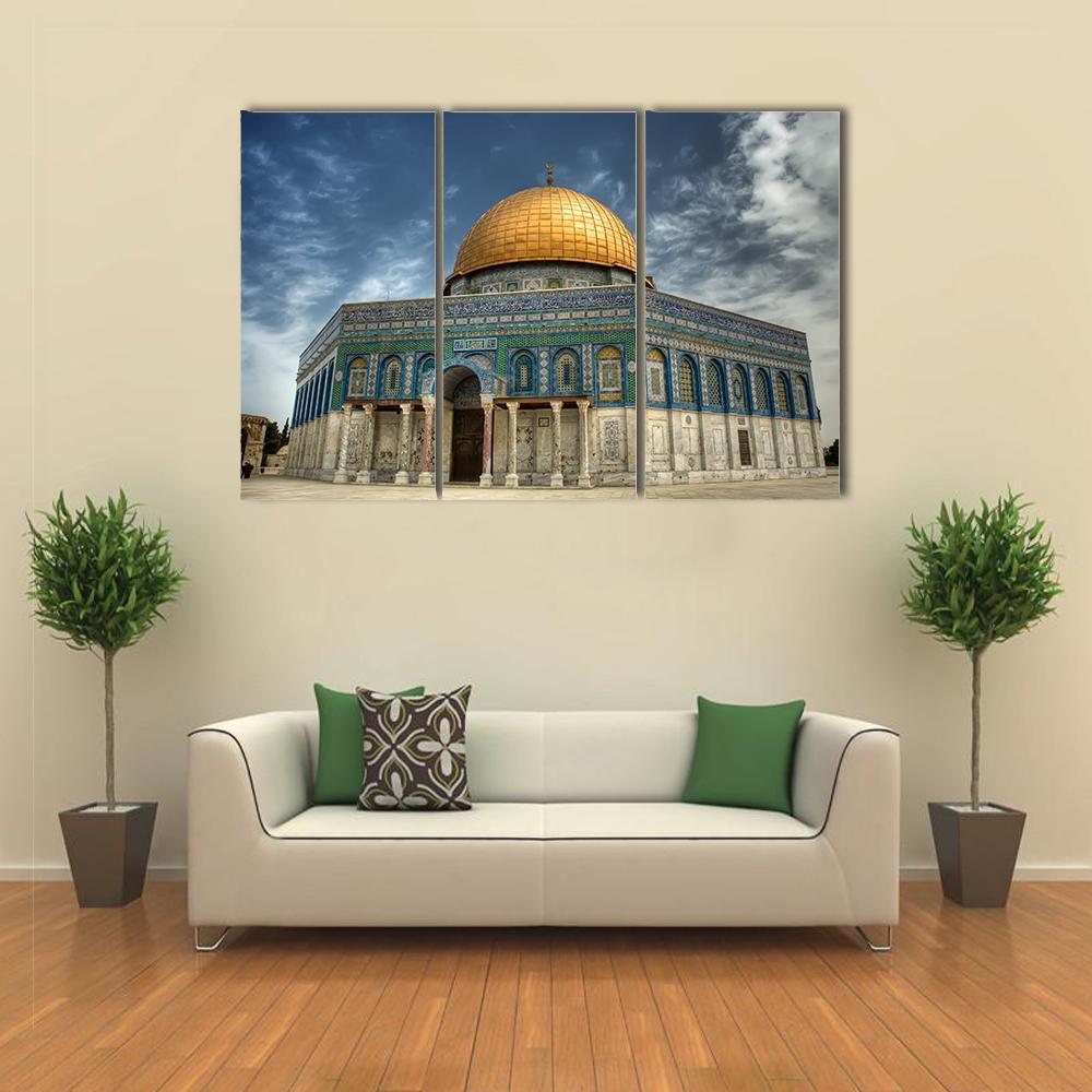 AL Aqsa Mosque In Jerusalem Canvas Wall Art-3 Horizontal-Gallery Wrap-37" x 24"-Tiaracle