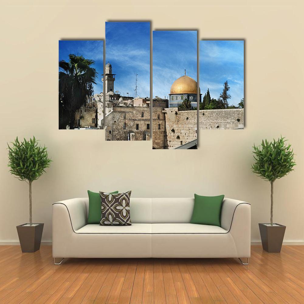 Western Wall In Jerusalem Canvas Wall Art-4 Pop-Gallery Wrap-50" x 32"-Tiaracle