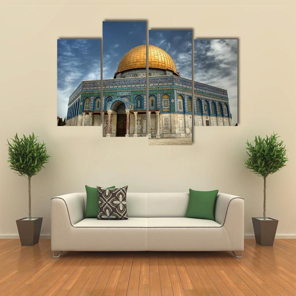 AL Aqsa Mosque In Jerusalem Canvas Wall Art-4 Pop-Gallery Wrap-50" x 32"-Tiaracle