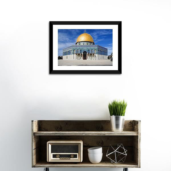 Al Aqsa Mosque In Jerusalem Under Clear Sky Canvas Wall Art-1 Piece-Framed Print-20" x 16"-Tiaracle