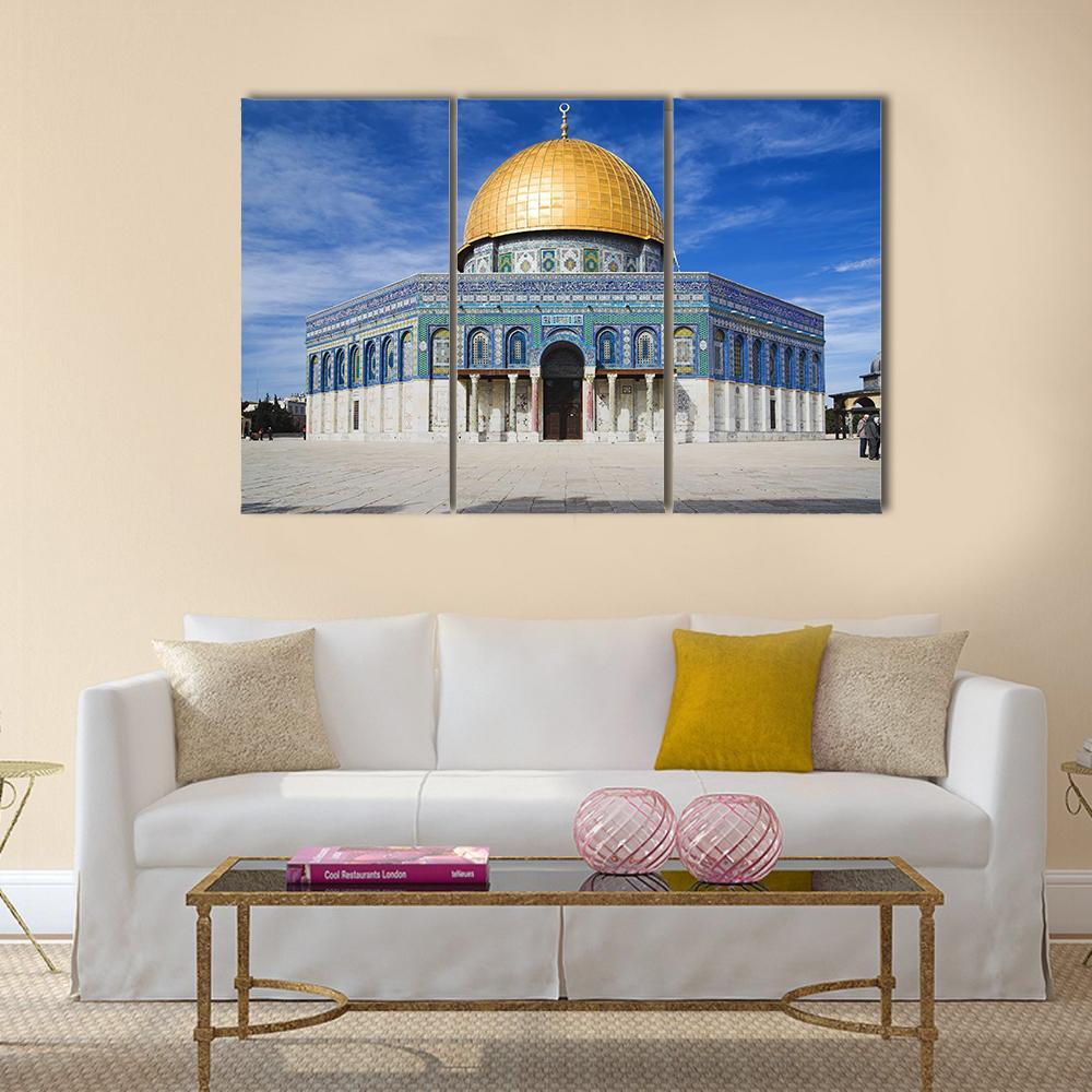 Al Aqsa Mosque In Jerusalem Under Clear Sky Canvas Wall Art-3 Horizontal-Gallery Wrap-37" x 24"-Tiaracle