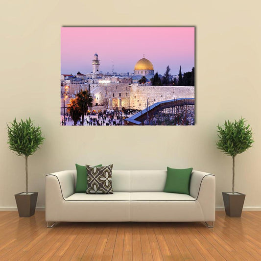 Al Aqsa Mosque Canvas Wall Art-1 Piece-Gallery Wrap-48" x 32"-Tiaracle