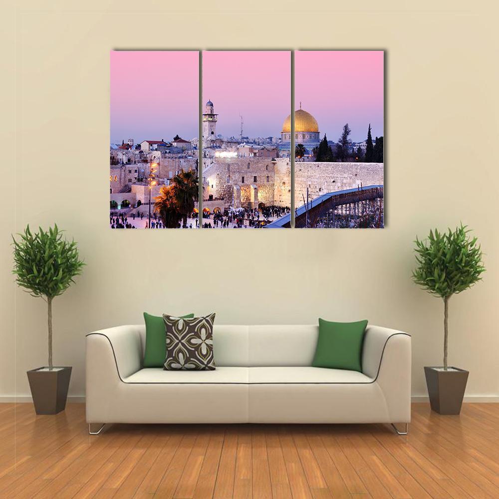 Al Aqsa Mosque Canvas Wall Art-3 Horizontal-Gallery Wrap-37" x 24"-Tiaracle