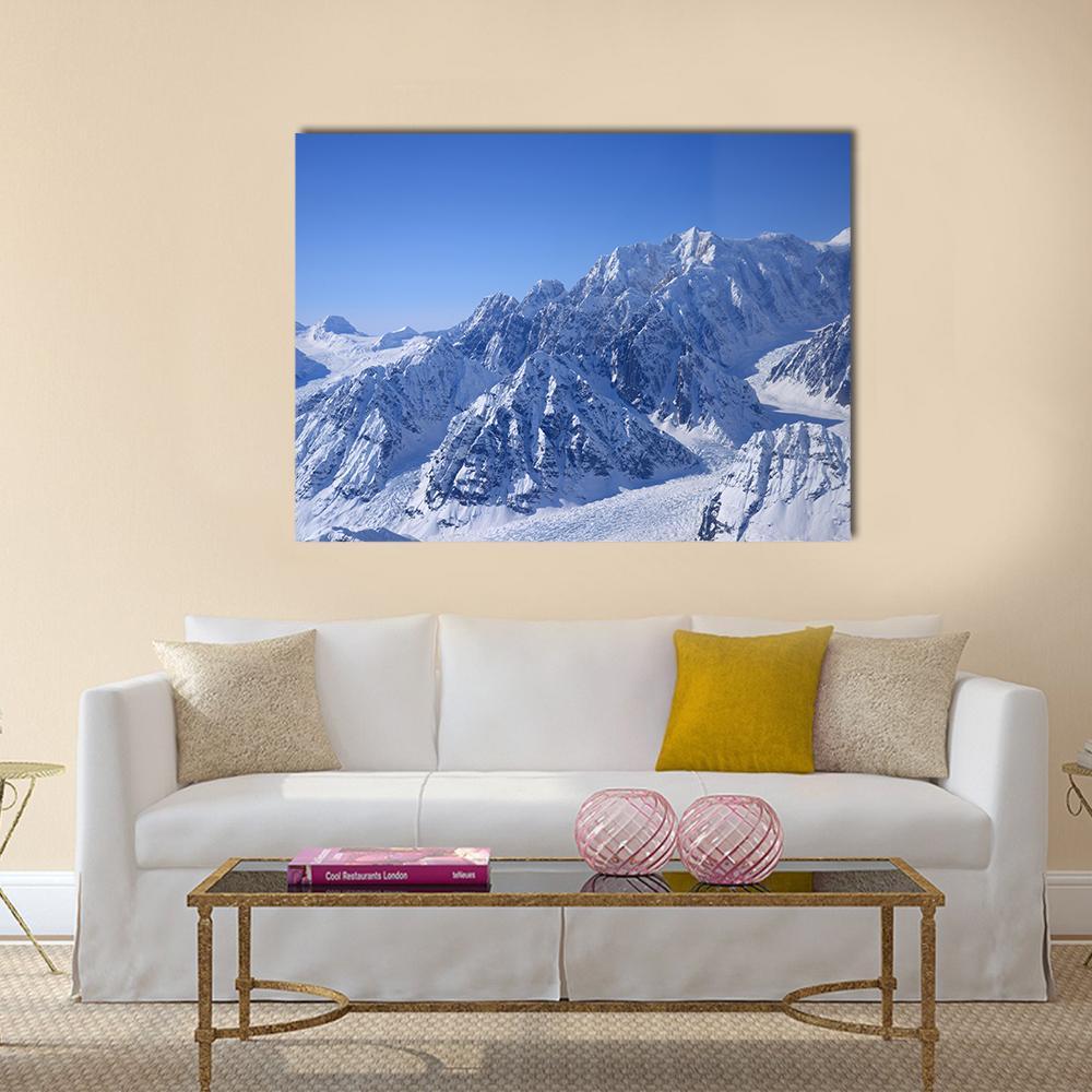 Alaskan Mountain Covered With Snow Canvas Wall Art-1 Piece-Gallery Wrap-48" x 32"-Tiaracle