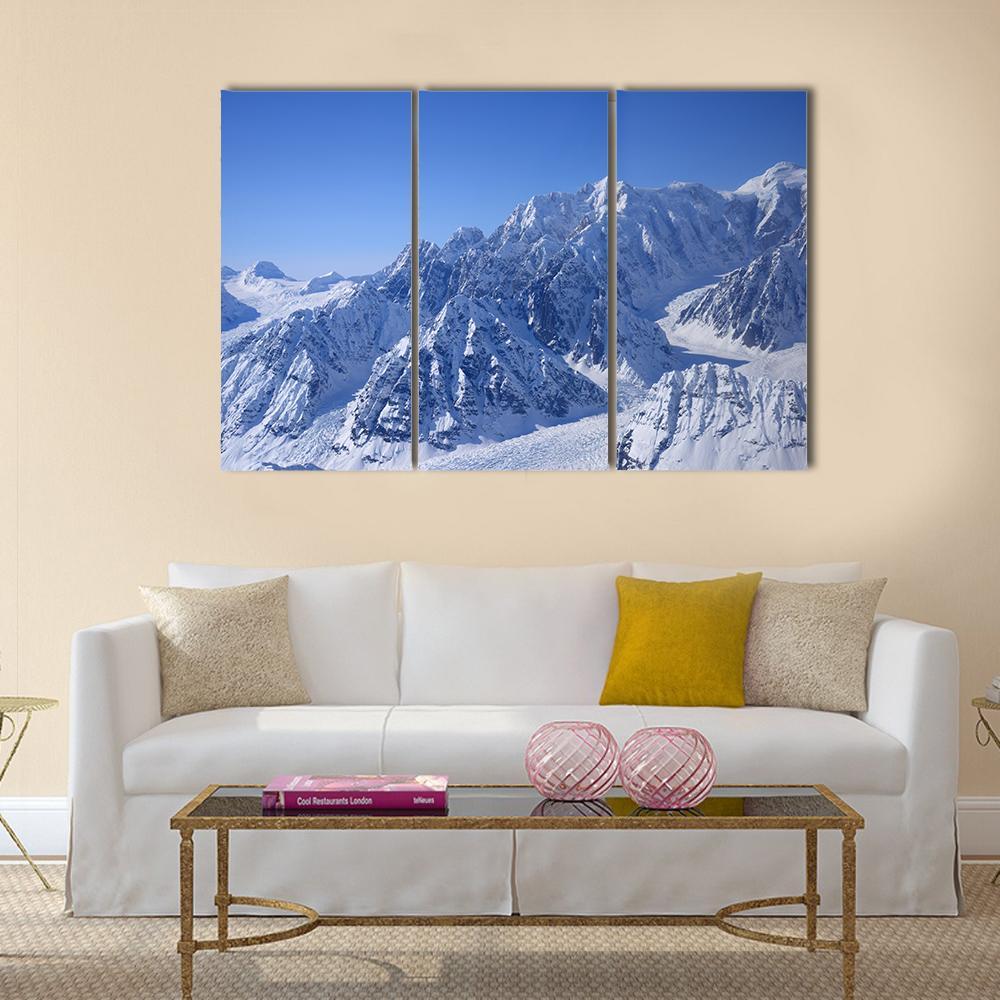 Alaskan Mountain Covered With Snow Canvas Wall Art-3 Horizontal-Gallery Wrap-37" x 24"-Tiaracle