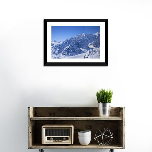 Alaskan Mountain Covered With Snow Canvas Wall Art-1 Piece-Framed Print-20" x 16"-Tiaracle