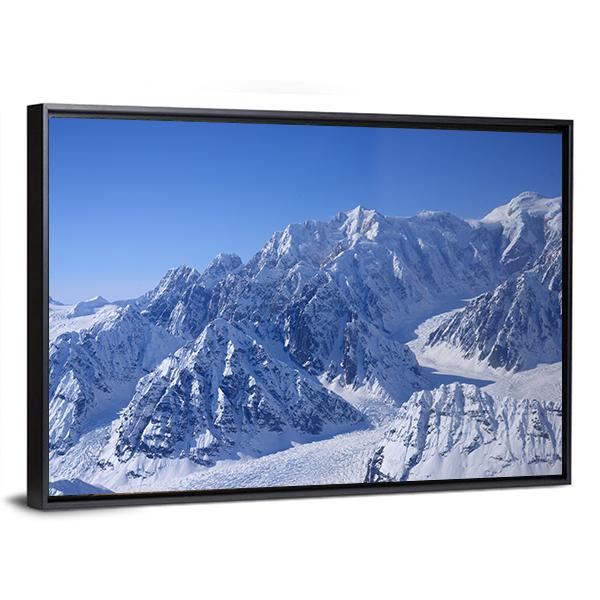 Alaskan Mountain Covered With Snow Canvas Wall Art-3 Horizontal-Gallery Wrap-25" x 16"-Tiaracle