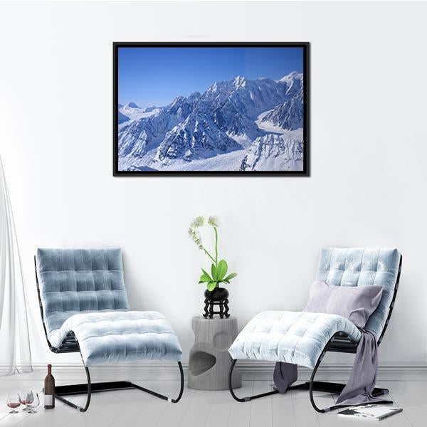 Alaskan Mountain Covered With Snow Canvas Wall Art-3 Horizontal-Gallery Wrap-25" x 16"-Tiaracle