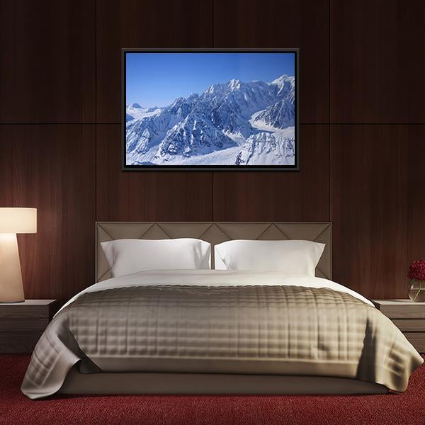 Alaskan Mountain Covered With Snow Canvas Wall Art-3 Horizontal-Gallery Wrap-25" x 16"-Tiaracle