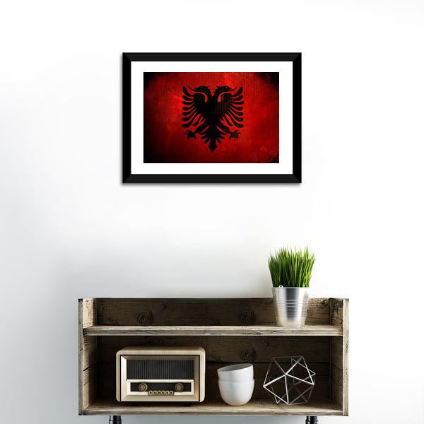 Albania Flag Canvas Wall Art-1 Piece-Framed Print-20" x 16"-Tiaracle