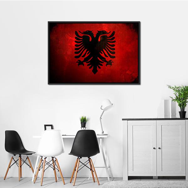 Albania Flag Canvas Wall Art-3 Horizontal-Gallery Wrap-25" x 16"-Tiaracle