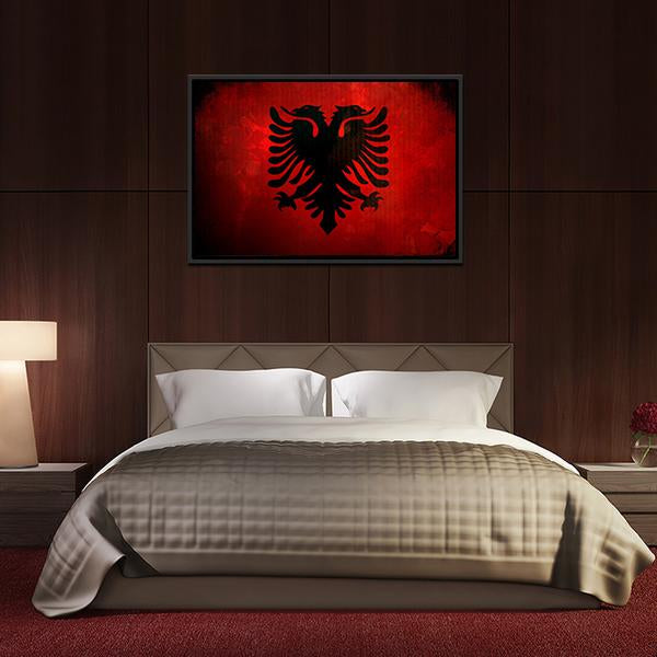 Albania Flag Canvas Wall Art-3 Horizontal-Gallery Wrap-25" x 16"-Tiaracle