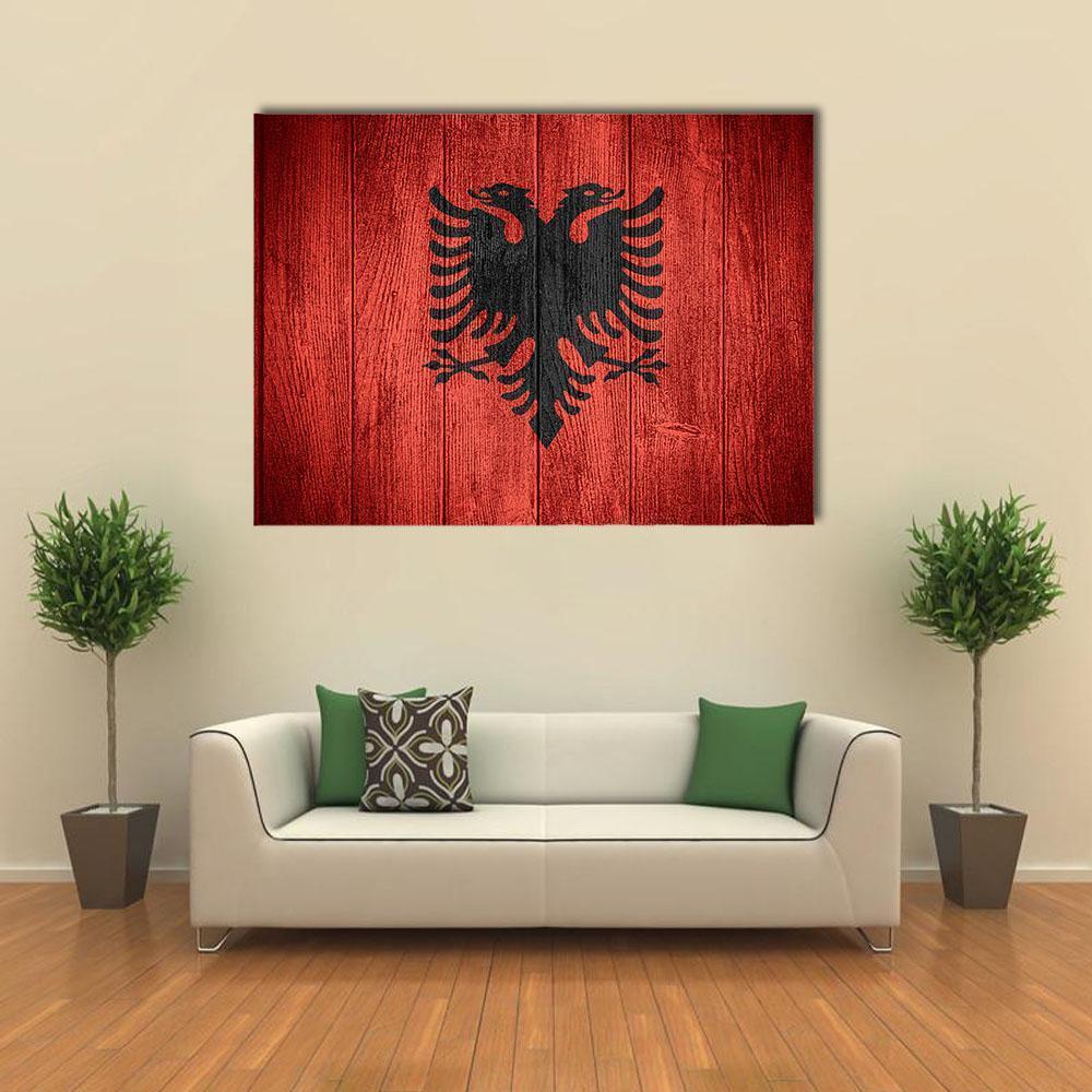 Flag Of Albania Canvas Wall Art-1 Piece-Gallery Wrap-48" x 32"-Tiaracle