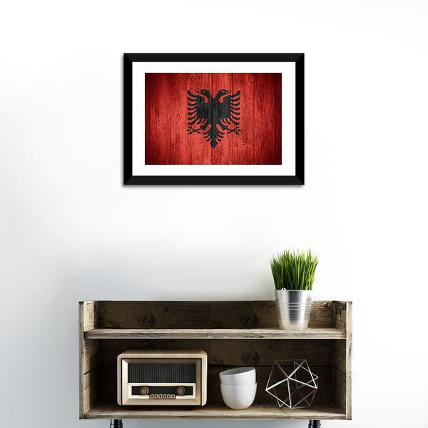 Flag Of Albania Canvas Wall Art-1 Piece-Framed Print-20" x 16"-Tiaracle