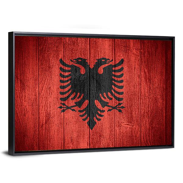 Flag Of Albania Canvas Wall Art-3 Horizontal-Gallery Wrap-25" x 16"-Tiaracle