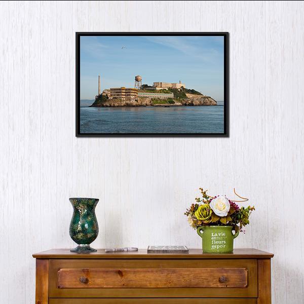 Alcatraz Island In San Francisco Canvas Wall Art-1 Piece-Floating Frame-24" x 16"-Tiaracle