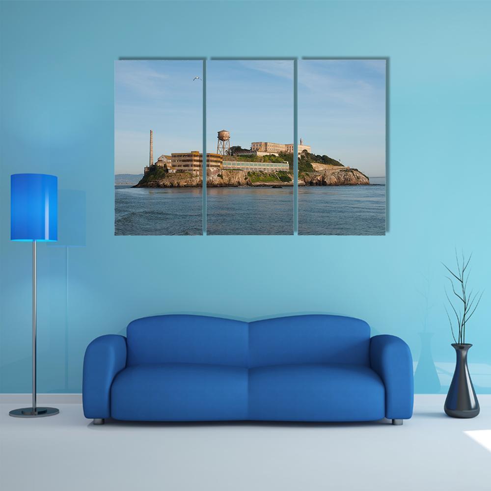 Alcatraz Island In San Francisco Canvas Wall Art-3 Horizontal-Gallery Wrap-37" x 24"-Tiaracle