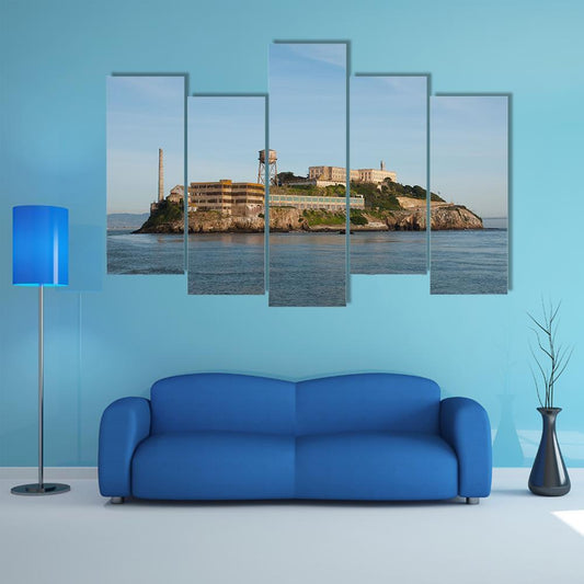 Alcatraz Island In San Francisco Canvas Wall Art-5 Pop-Gallery Wrap-47" x 32"-Tiaracle