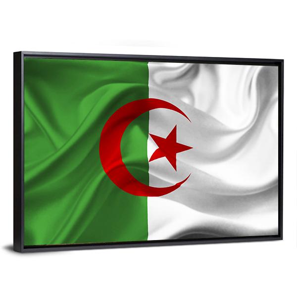 Algeria Flag Canvas Wall Art-3 Horizontal-Gallery Wrap-25" x 16"-Tiaracle