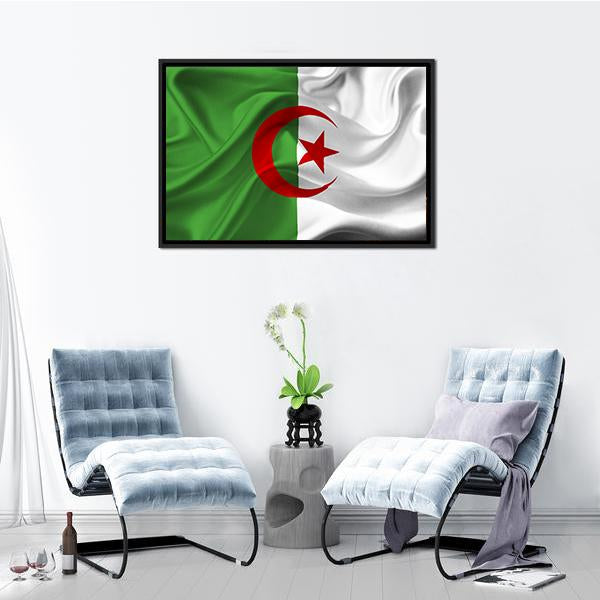 Algeria Flag Canvas Wall Art-3 Horizontal-Gallery Wrap-25" x 16"-Tiaracle