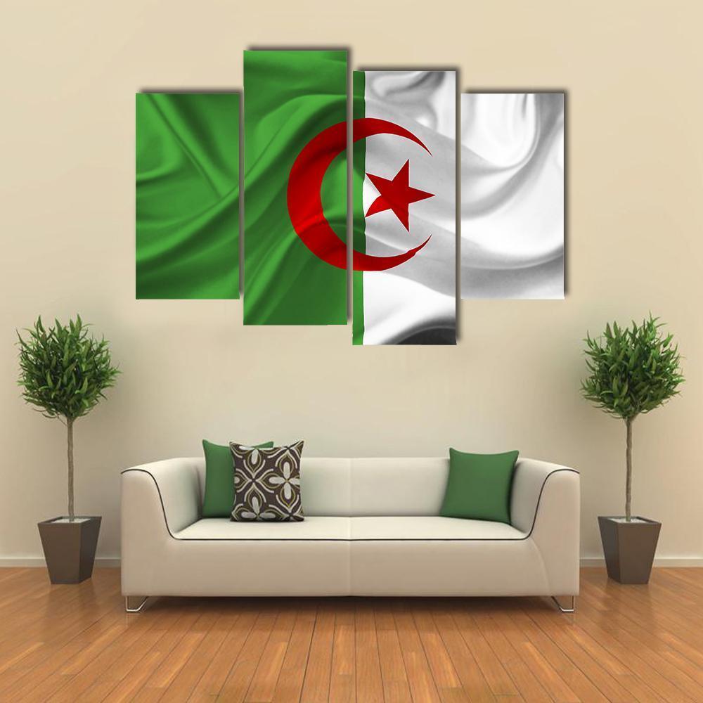 Algeria Flag Canvas Wall Art-4 Pop-Gallery Wrap-50" x 32"-Tiaracle