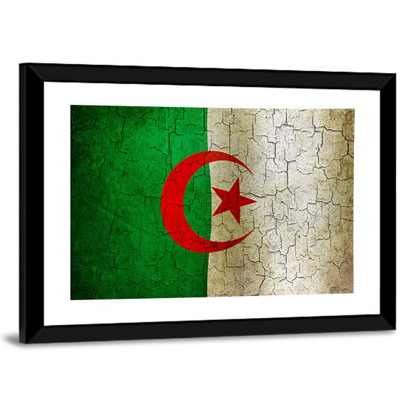 Algerian Flag On Grunge Canvas Wall Art-3 Horizontal-Gallery Wrap-25" x 16"-Tiaracle